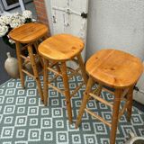 Set of 3 wooden bar stools