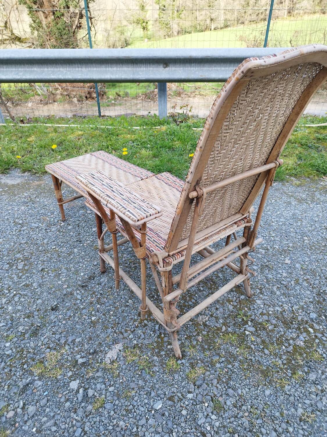 Chaise longue bain de soleil rotin fauteuil