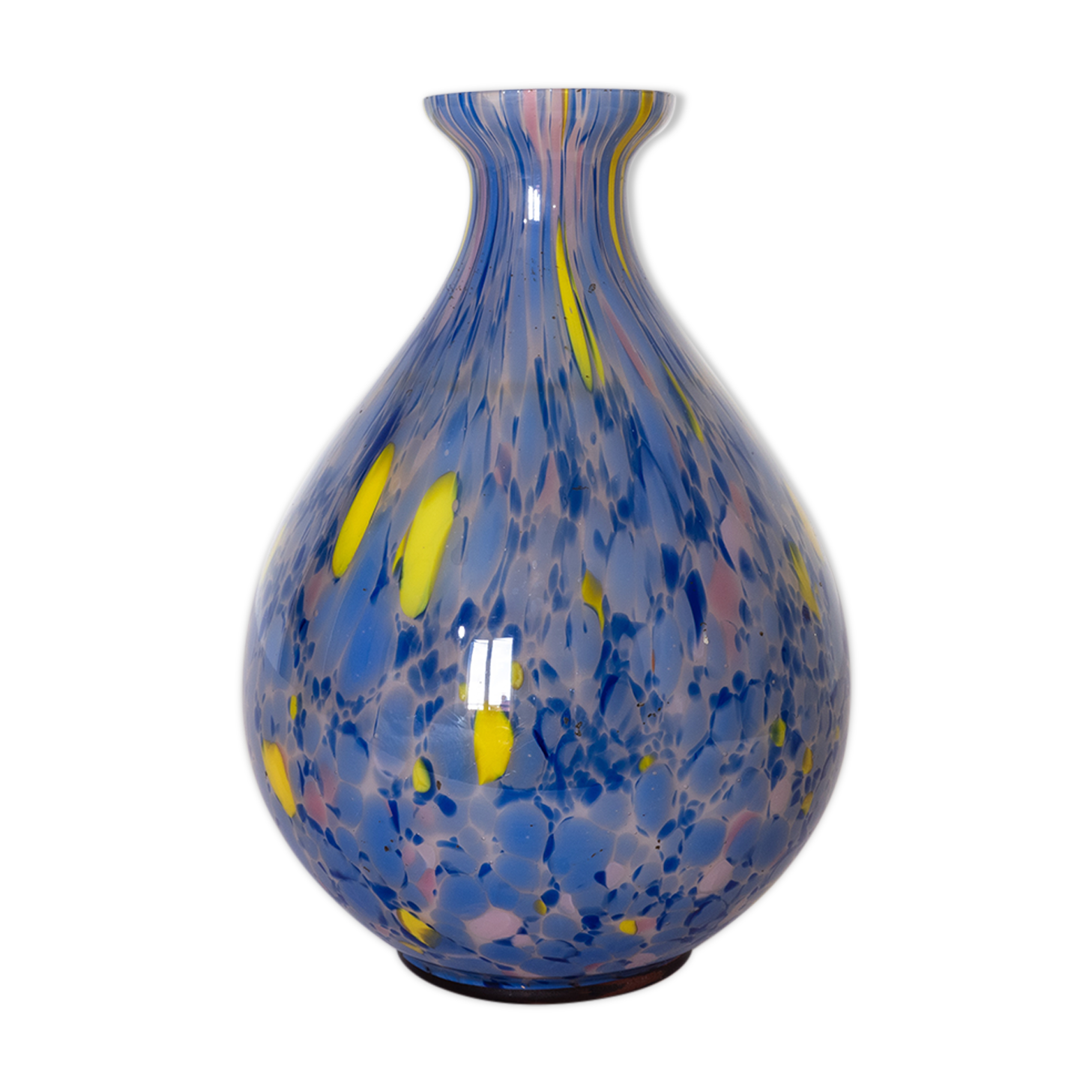 Blue and yellow murano vase
