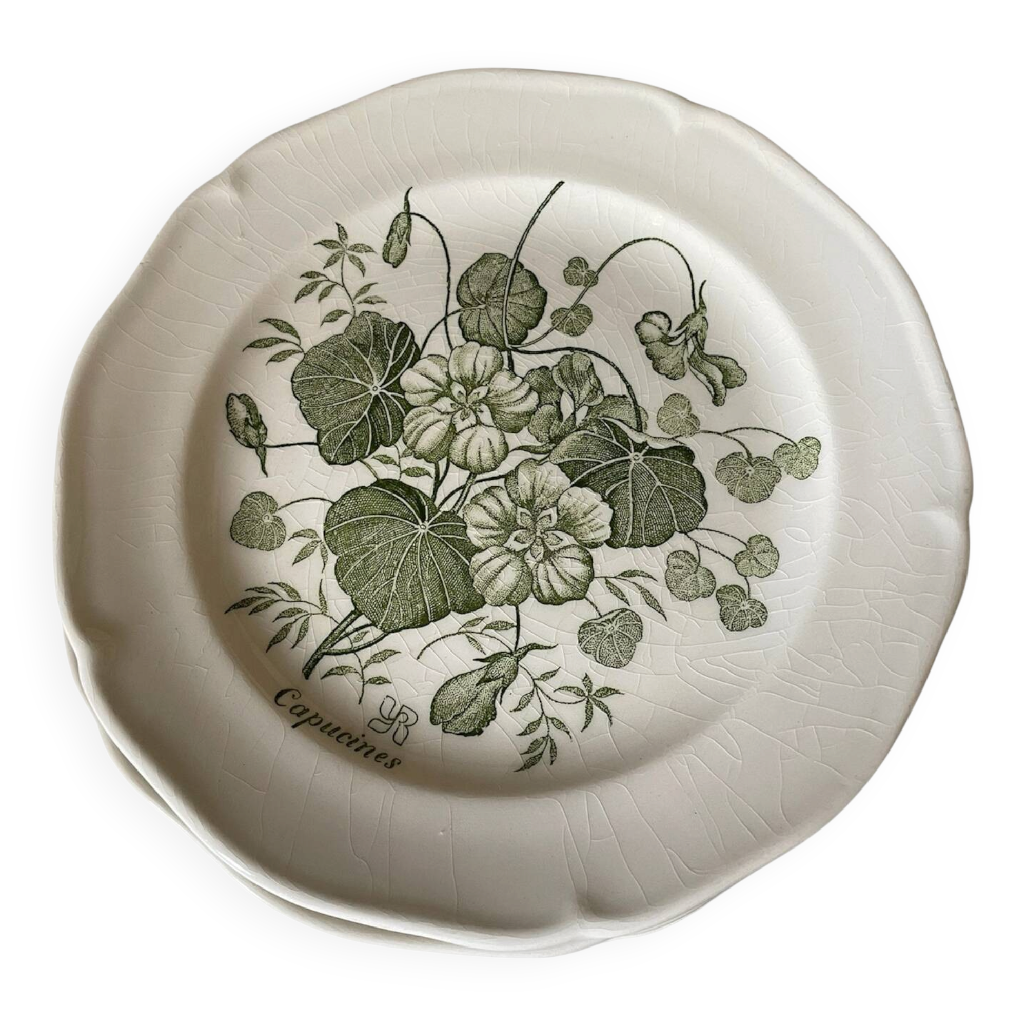 Five dessert plates "capucines" in Gien earthenware.