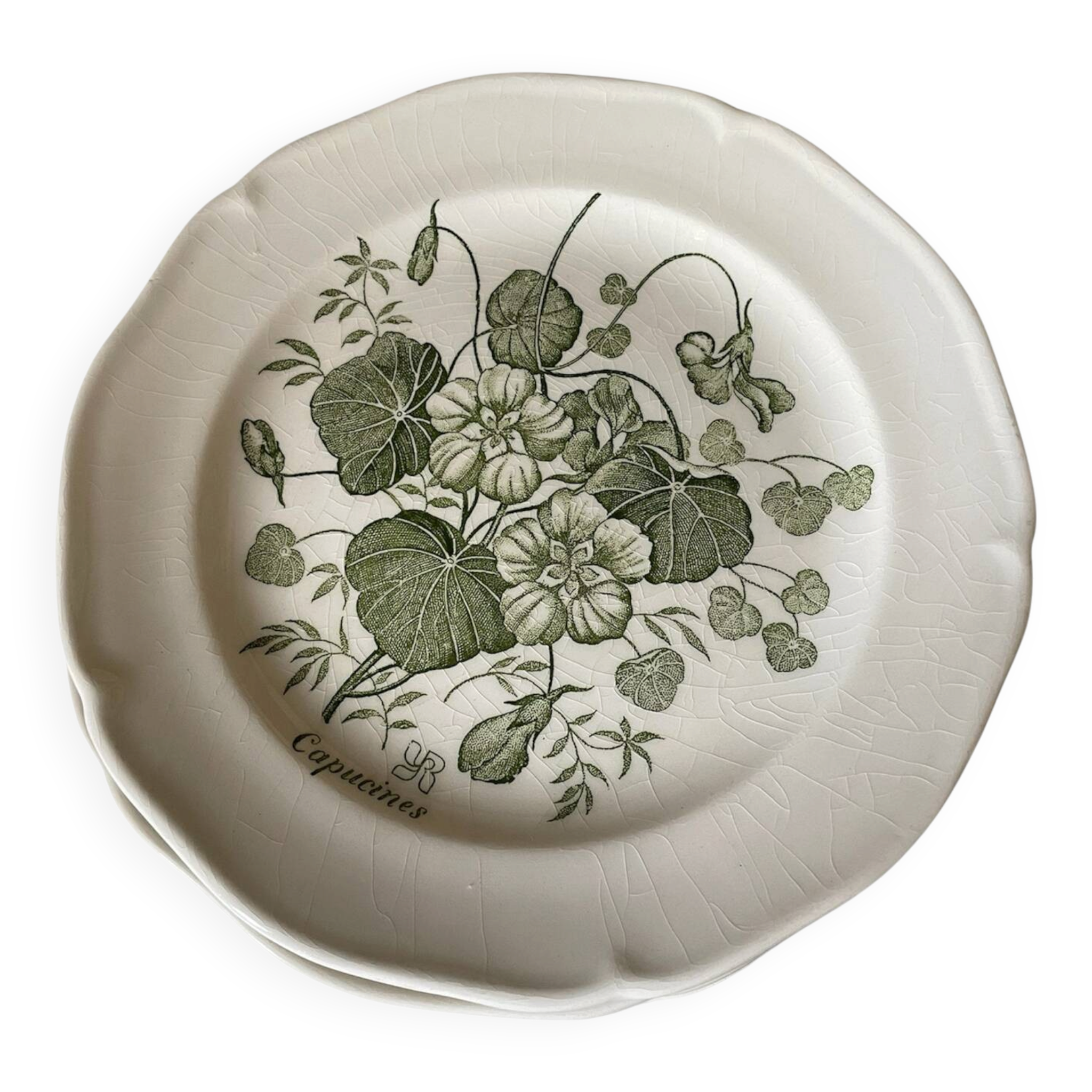 Five dessert plates "capucines" in Gien earthenware.