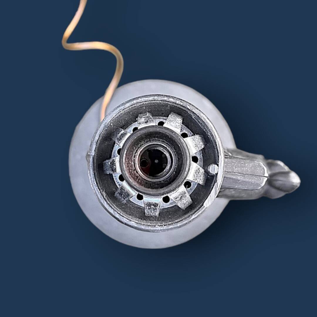 Sculptural metal lamp base – Stylised fish, 1950s