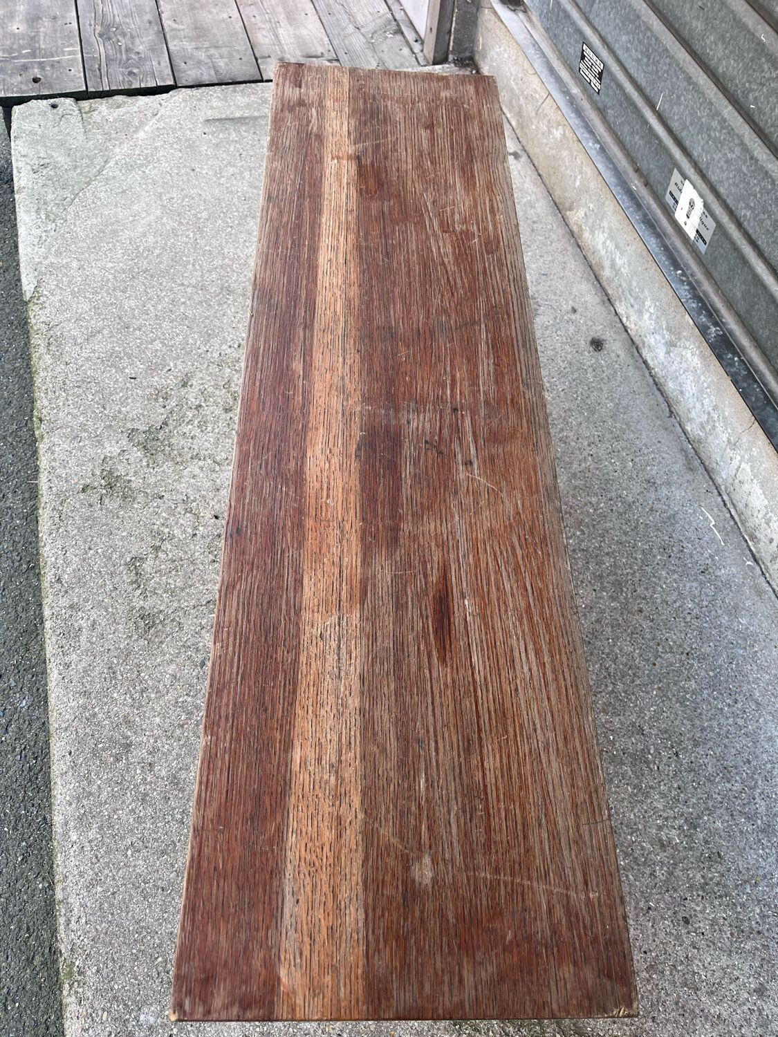 Rustic oak wrought iron bench