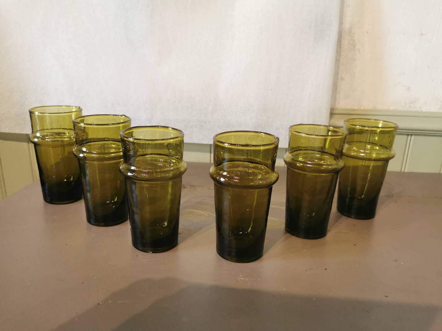 Large amber colored Beldi glasses