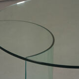 Vintage oval tempered glass dining table by Fiam, Italy 1980s