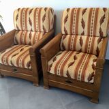 Jacques Leleu - Paire De Fauteuil En Merisier