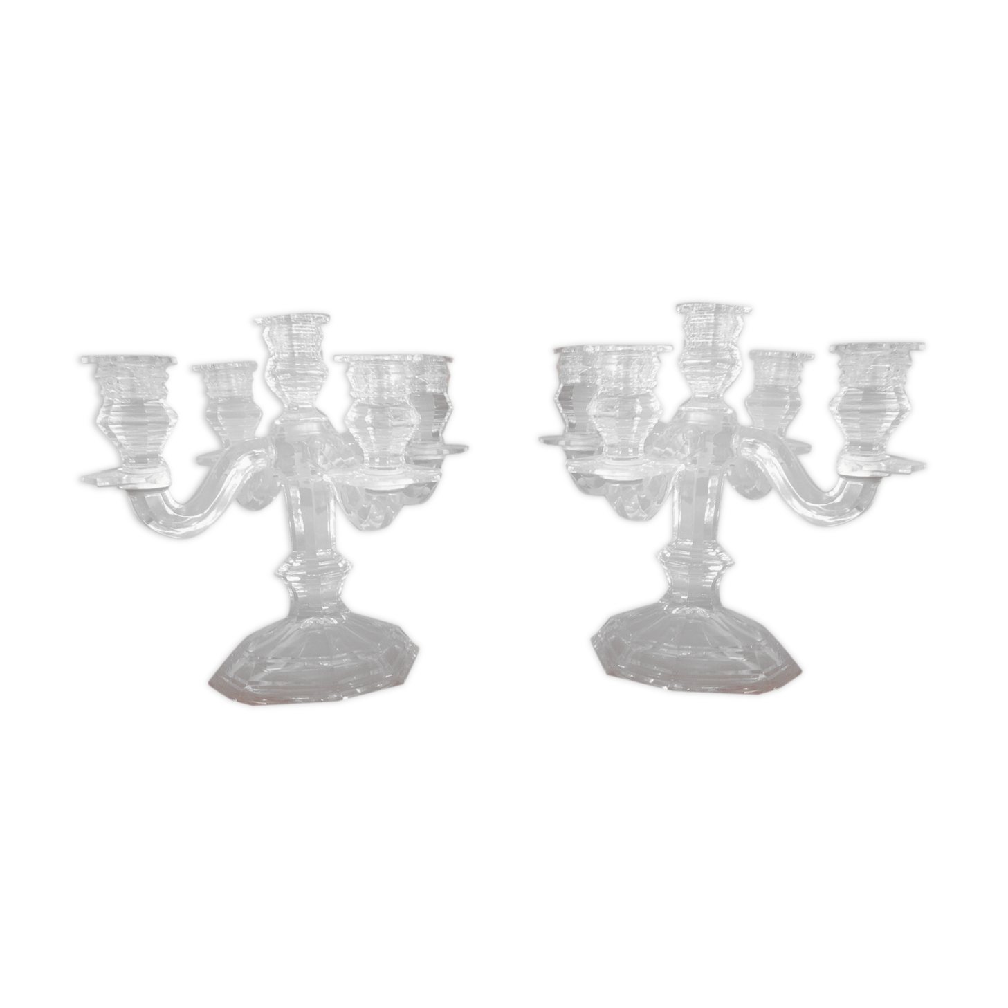 Pair candelabra crystal candlestick Baccarat regency model 5 lights