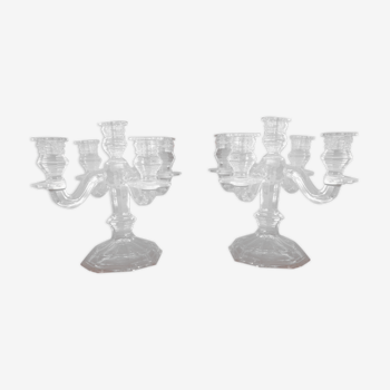 Paire candélabre bougeoir cristal Baccarat modèle Régence 5 lumières