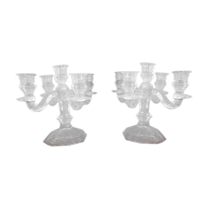 Paire candélabre bougeoir - cristal