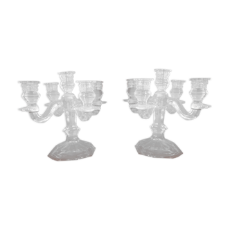 Pair candelabra crystal candlestick Baccarat regency model 5 lights