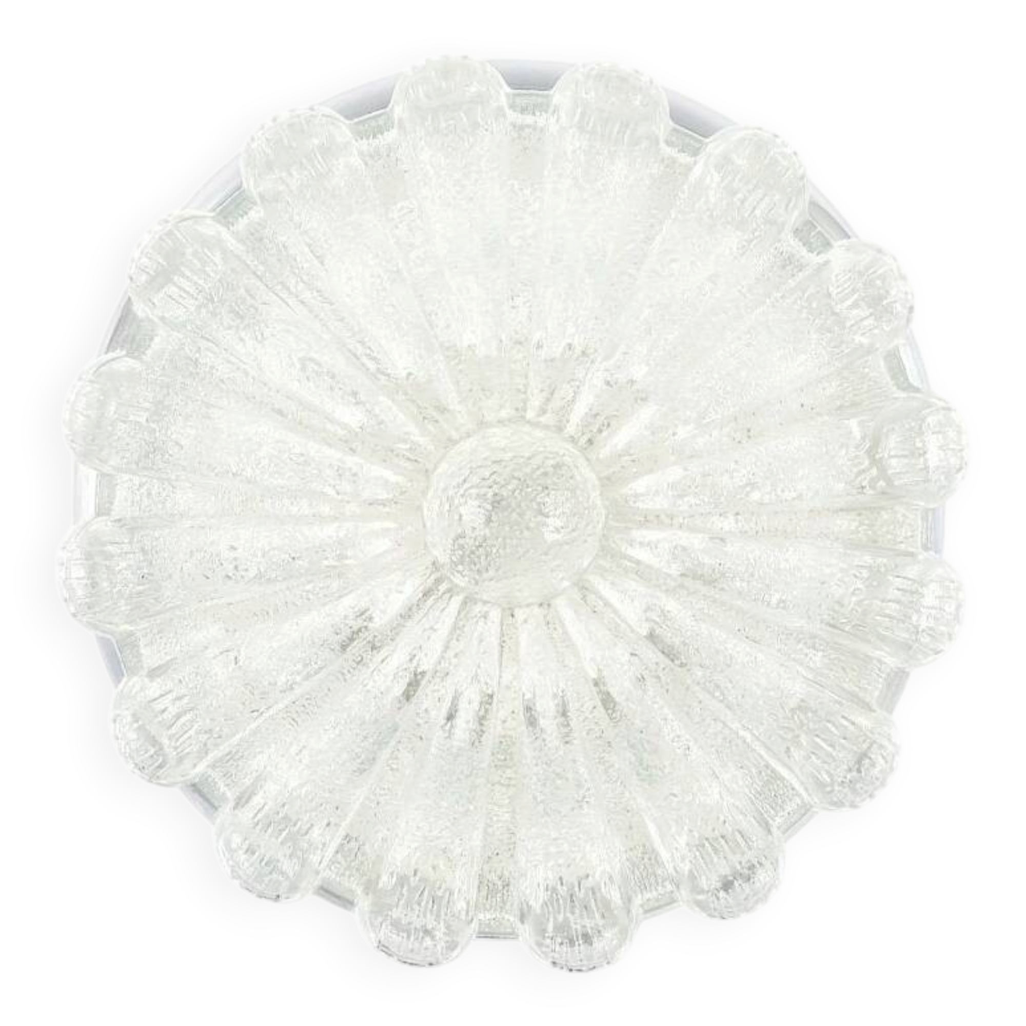 Large Mid Century Flower Shaped Glass Ceiling Light From Limburg, 1970s