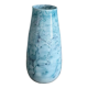 Blue speckled and marbled glass vase