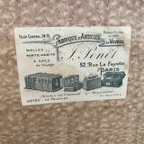 Old square travel trunk J Penet