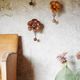 Vintage wood and metal years 70 s hooks in the shape of flowers