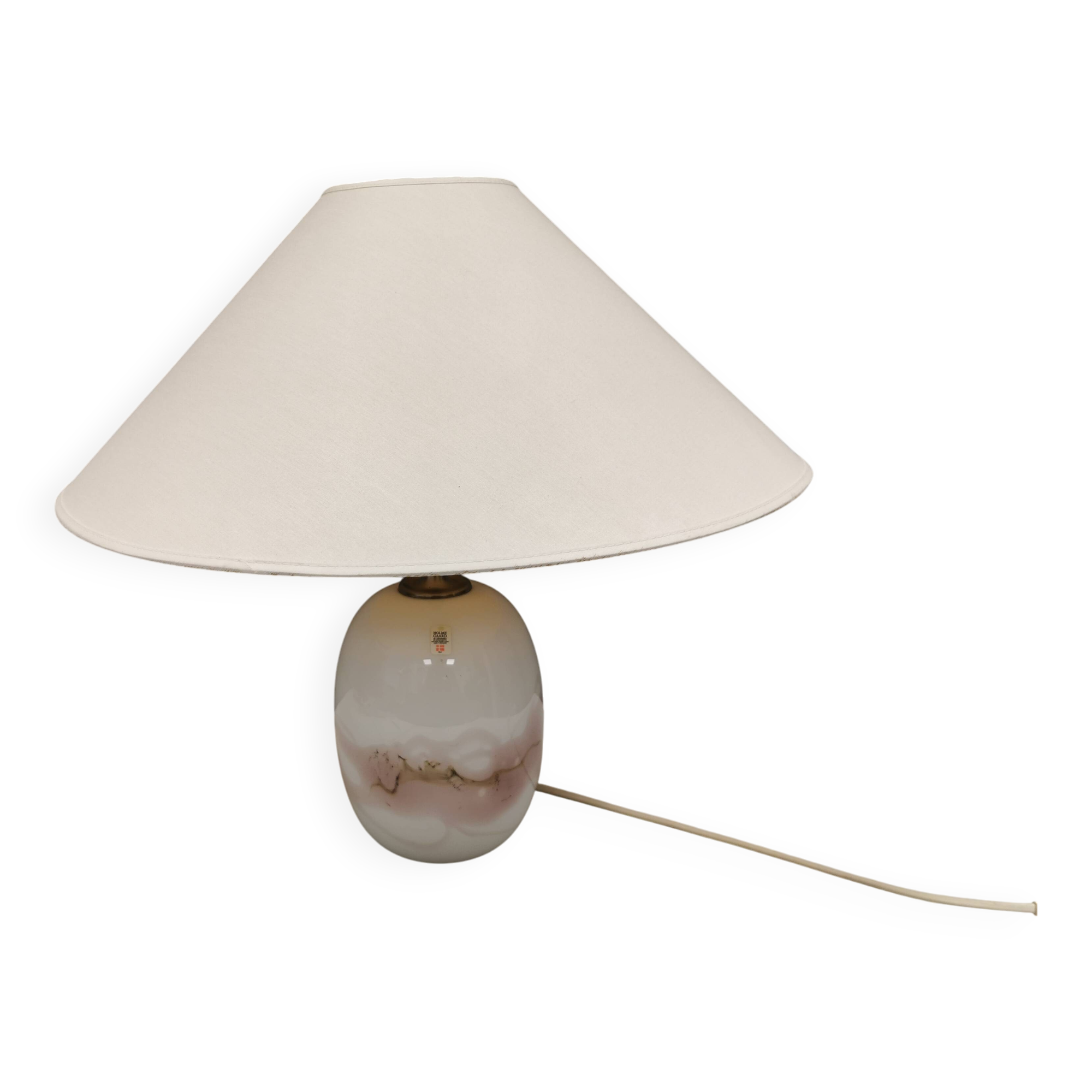 Sakura table lamp white/ pink glass, by Michael Bang for Holmegaard Denmark