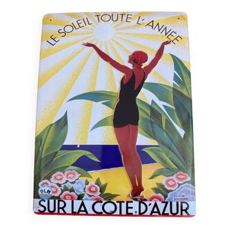 Metal plaque by Roger Broders, side of azure.