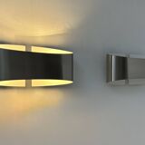 Pair of vintage wall lights, brushed metal, France, 1980