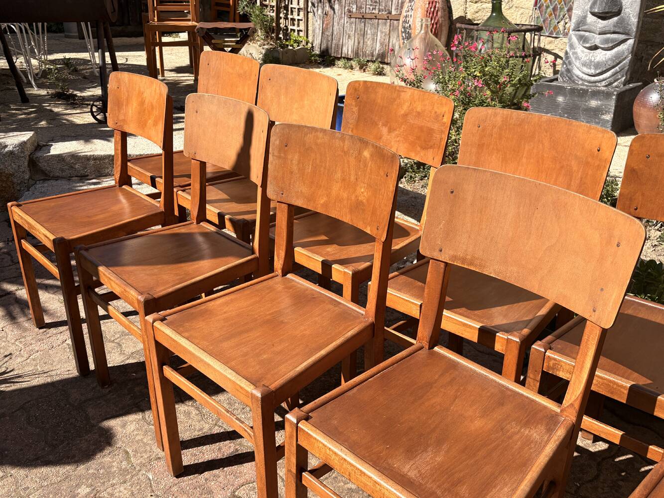 Set of 10 indestructible vintage bistro chairs signed ELF, 1950s.