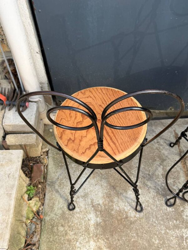 Lot de 4 chaises vintage en fer forgé 1940