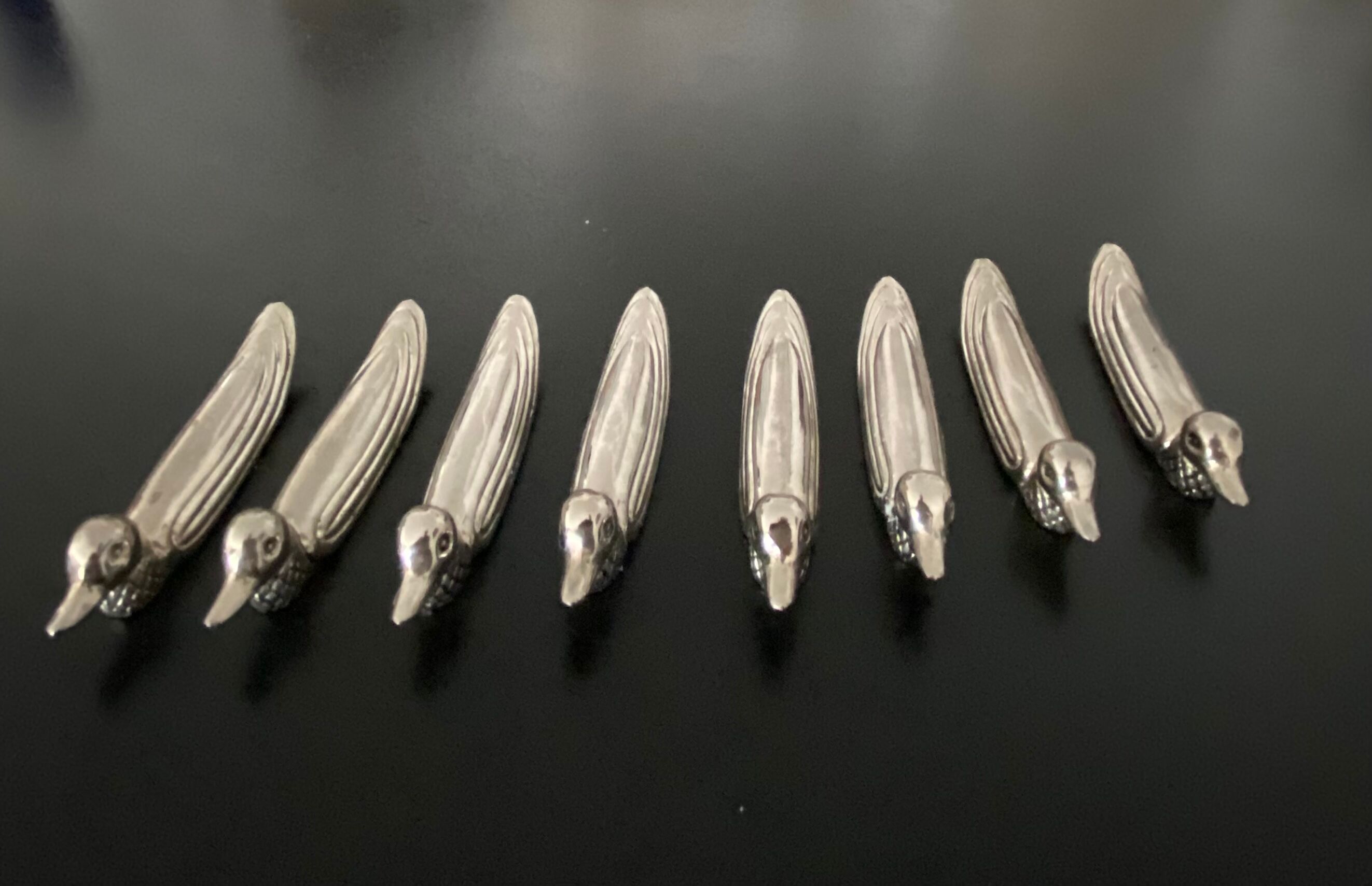 8 knife holders art deco style duck shape metal