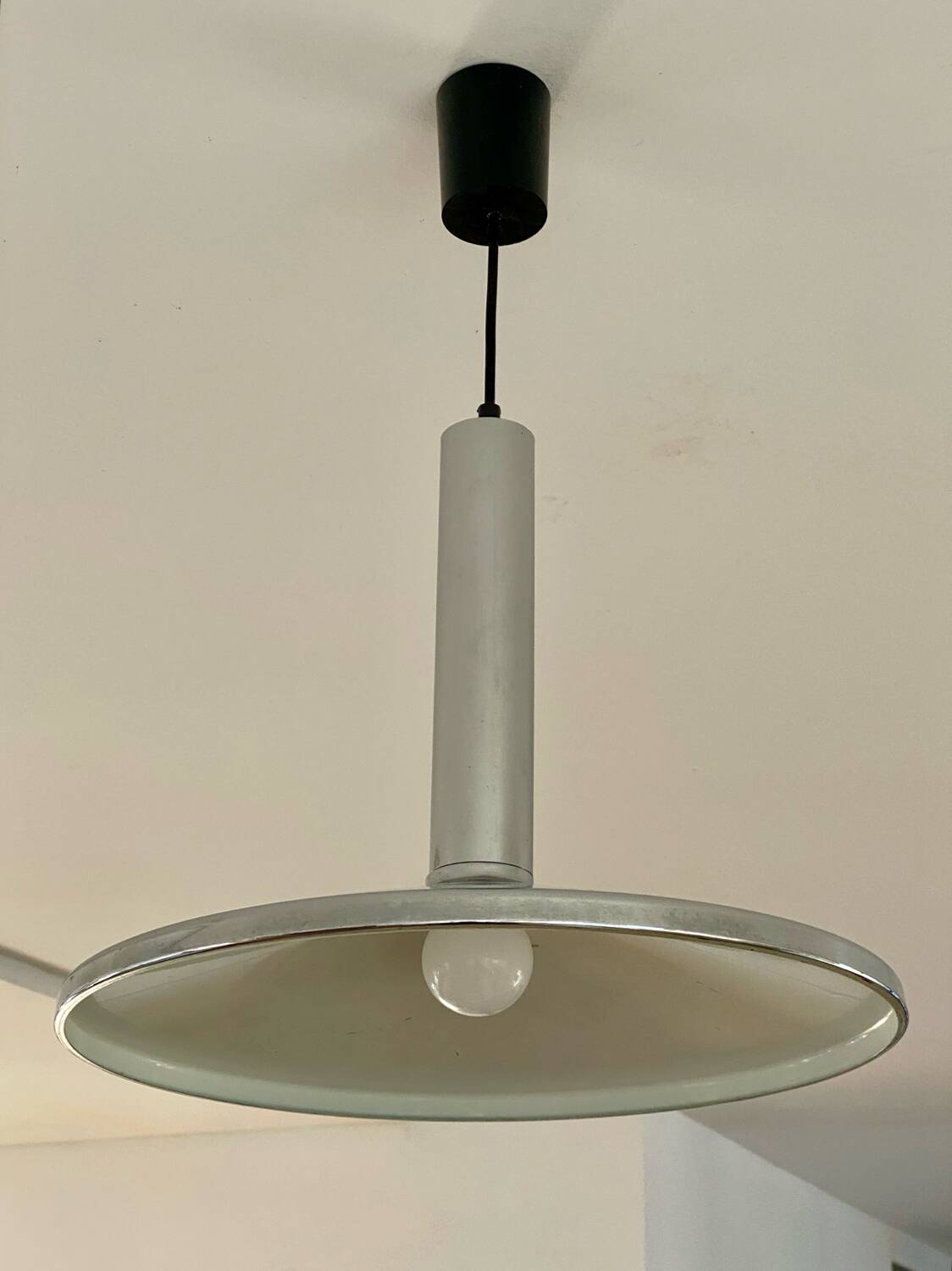 Large chrome pendant lamp Hustadt Leuchten 1960