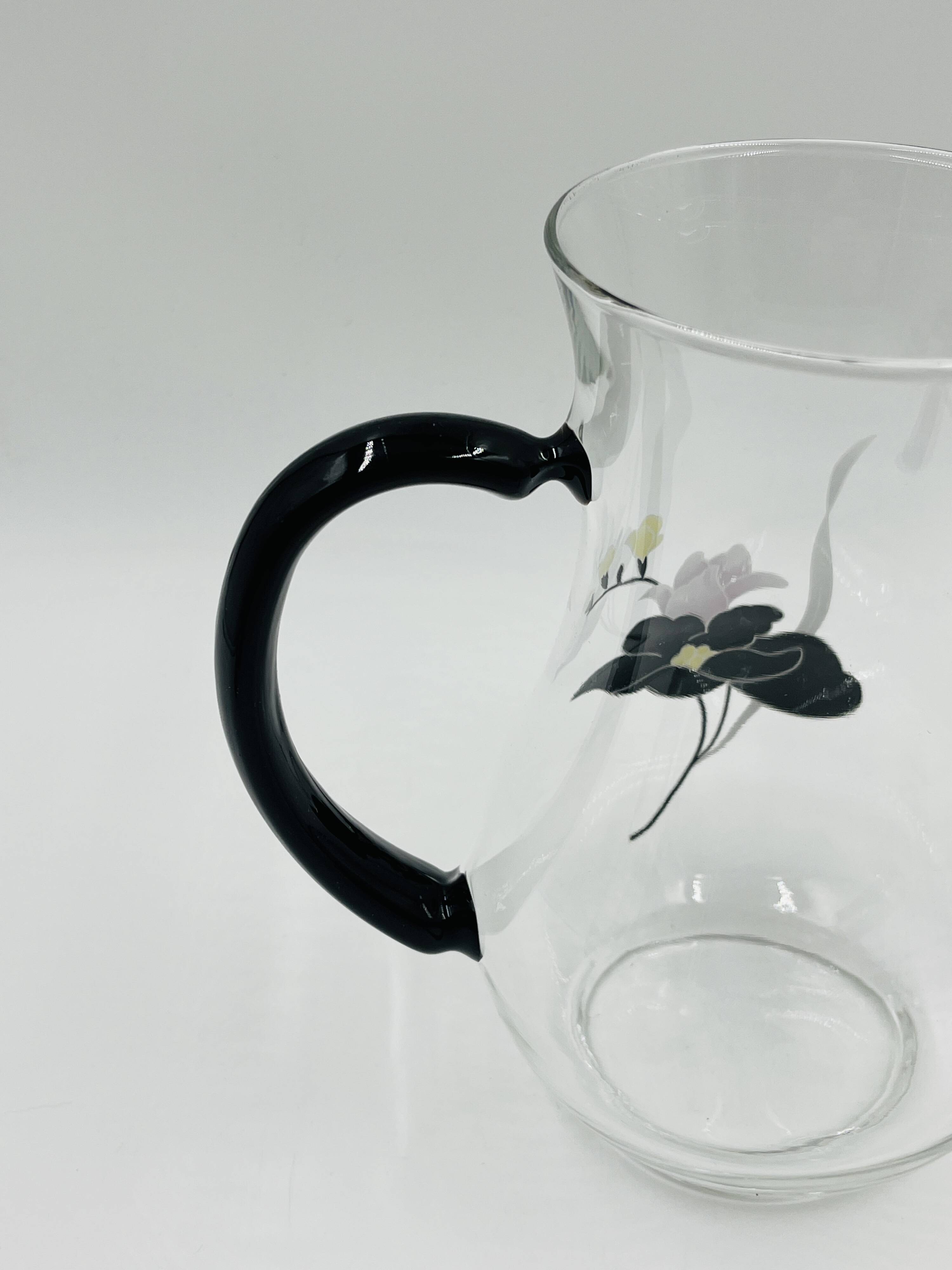 Service carafe glasses vintage floral decor