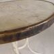 Bistro table with a marble top and brass edging, early 20th century.