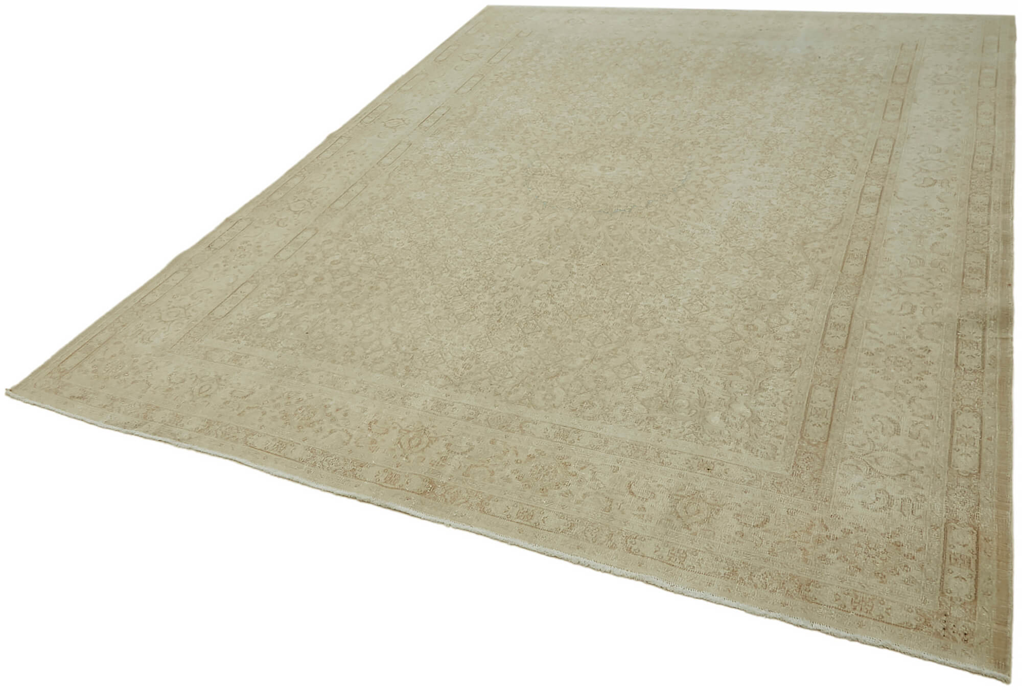 Hand-knotted persian vintage 1970s 211 cm x 286 cm beige wool carpet