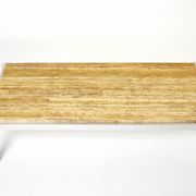 Table basse chrome aluminium travertin jaune George Ciancimino 1975