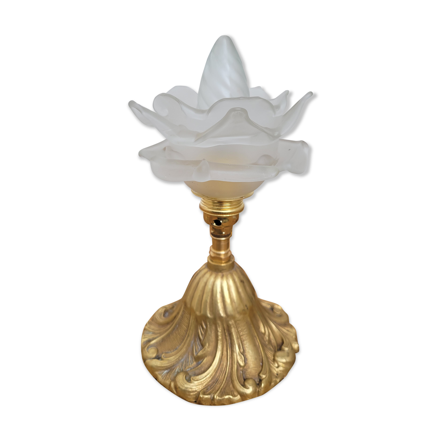 Glass flower laying lamp