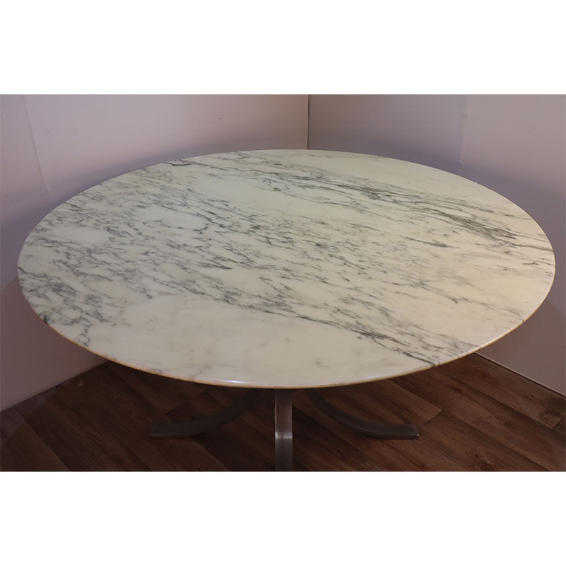 Vintage dining table in marble and steel 1970