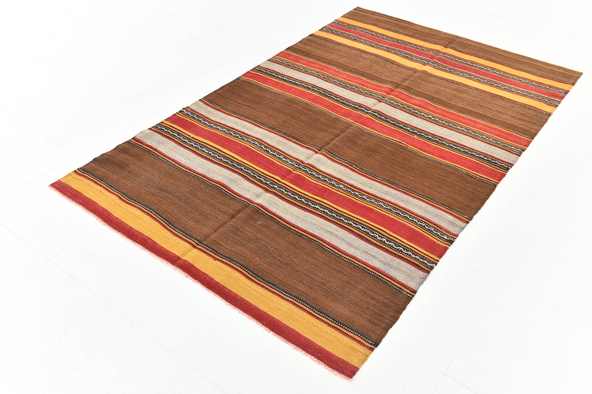 4x7 Handmade Red Anatolian Vintage Rug, 135x219Cm