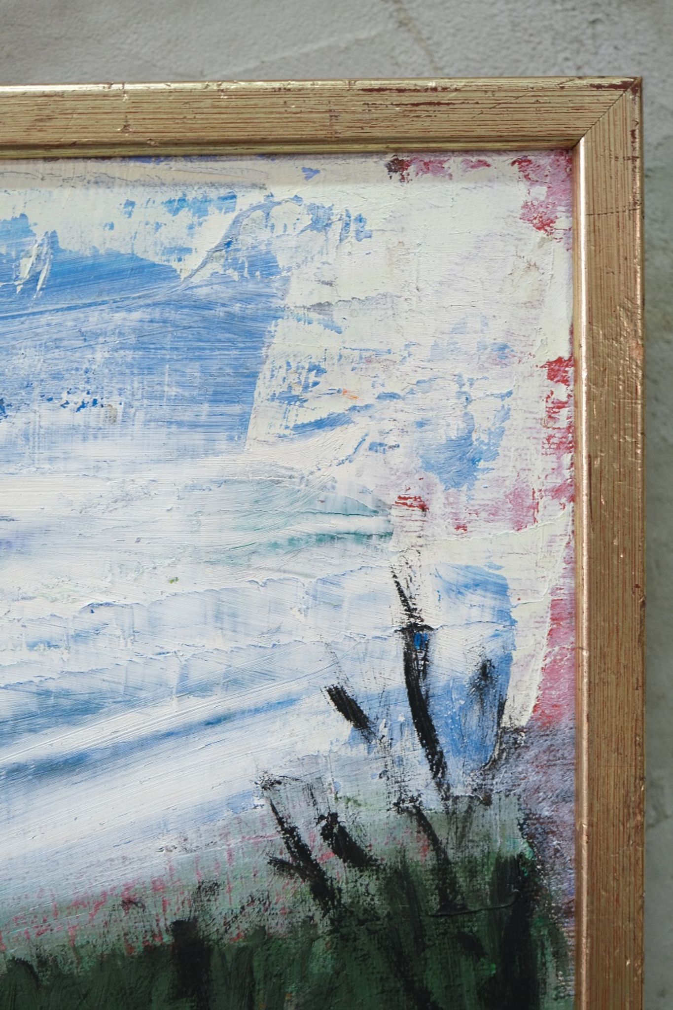 Scandinavian modern painting, signed,  1990s, oil on canvas, framed