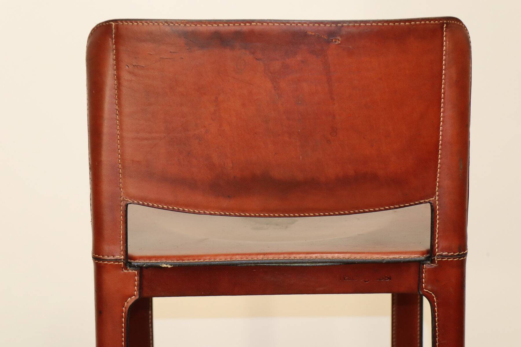 Matteo Grassi high stool in leather and metal