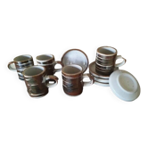 5 vintage stoneware coffee cups