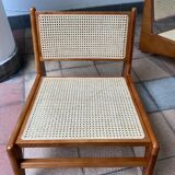 Pair of teak and canning armchairs
