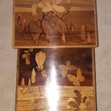 Set of 4 Gallé Nesting Tables with Magnolia Decor