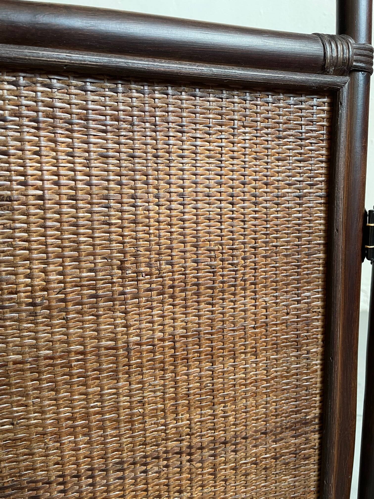 Vintage Six Panel Tinted Bamboo and Rattan Screen, Room Divider