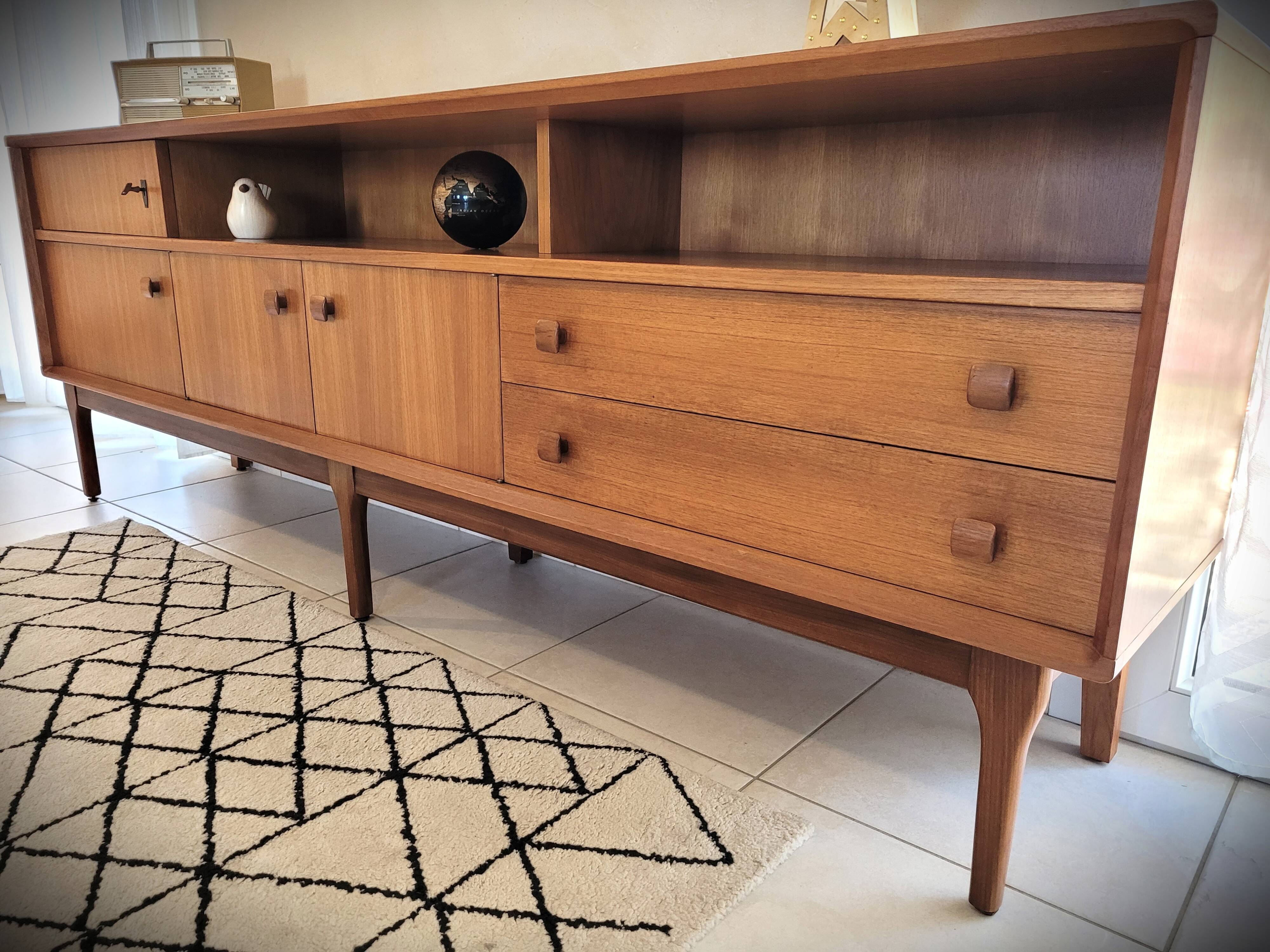 Scandinavian design sideboard in vintage teak