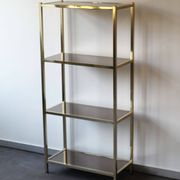 Smoked and mirrored glass shelf, Hollywood Regency style, 70s.