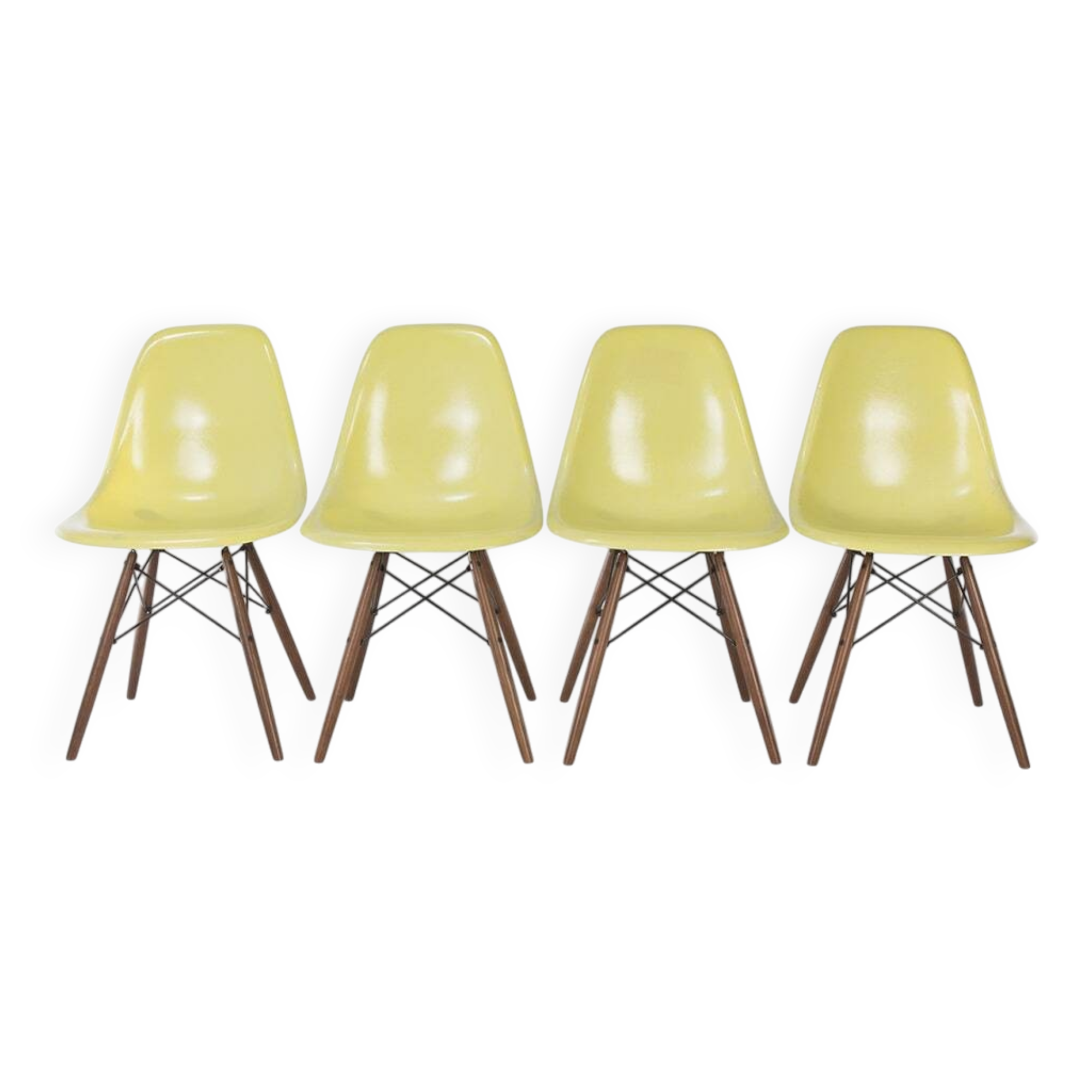 Lemon Yellow Set (4) Herman Miller Original Eames DSW Side Shell Chairs
