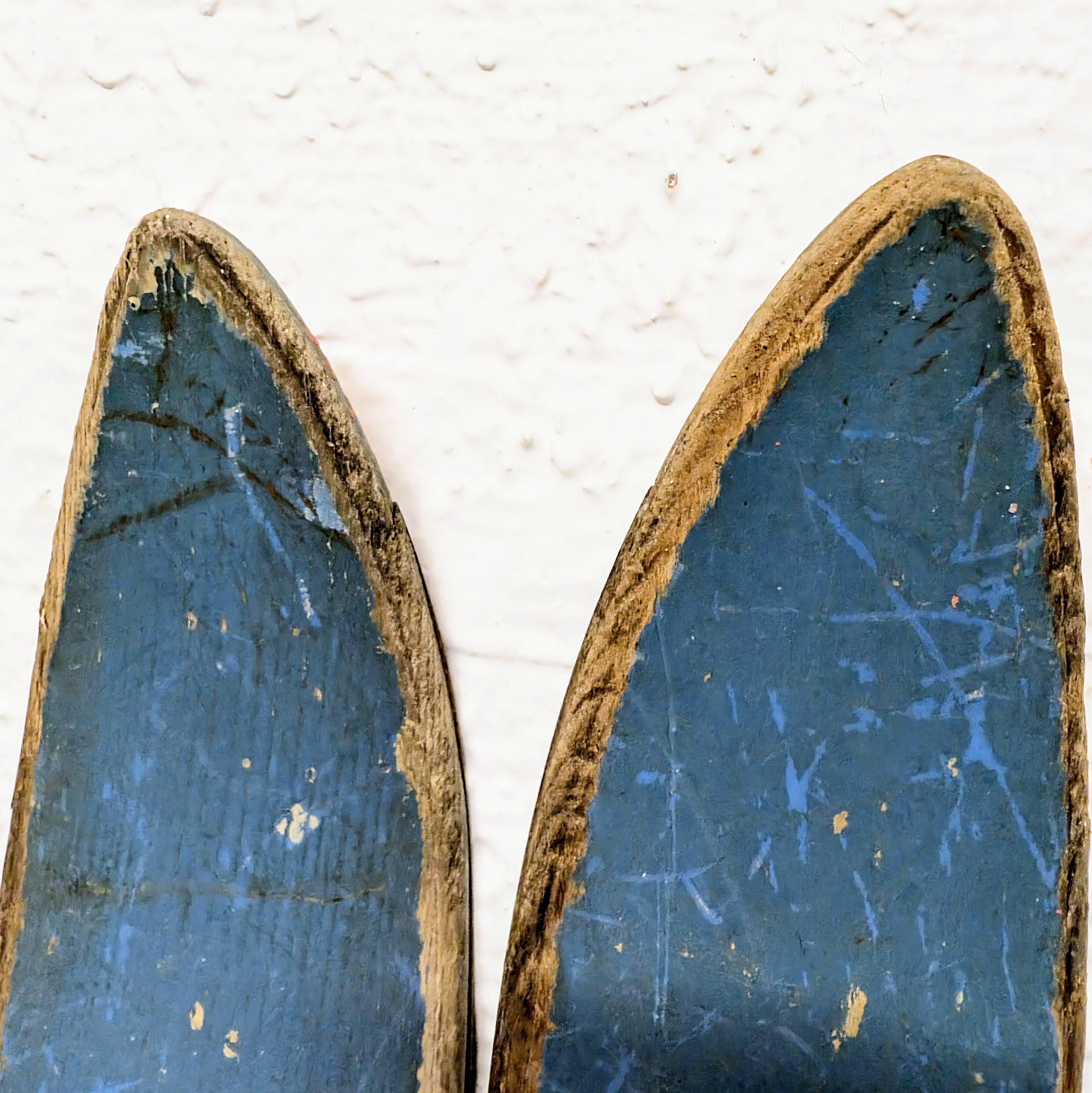 Pair of old wooden skis