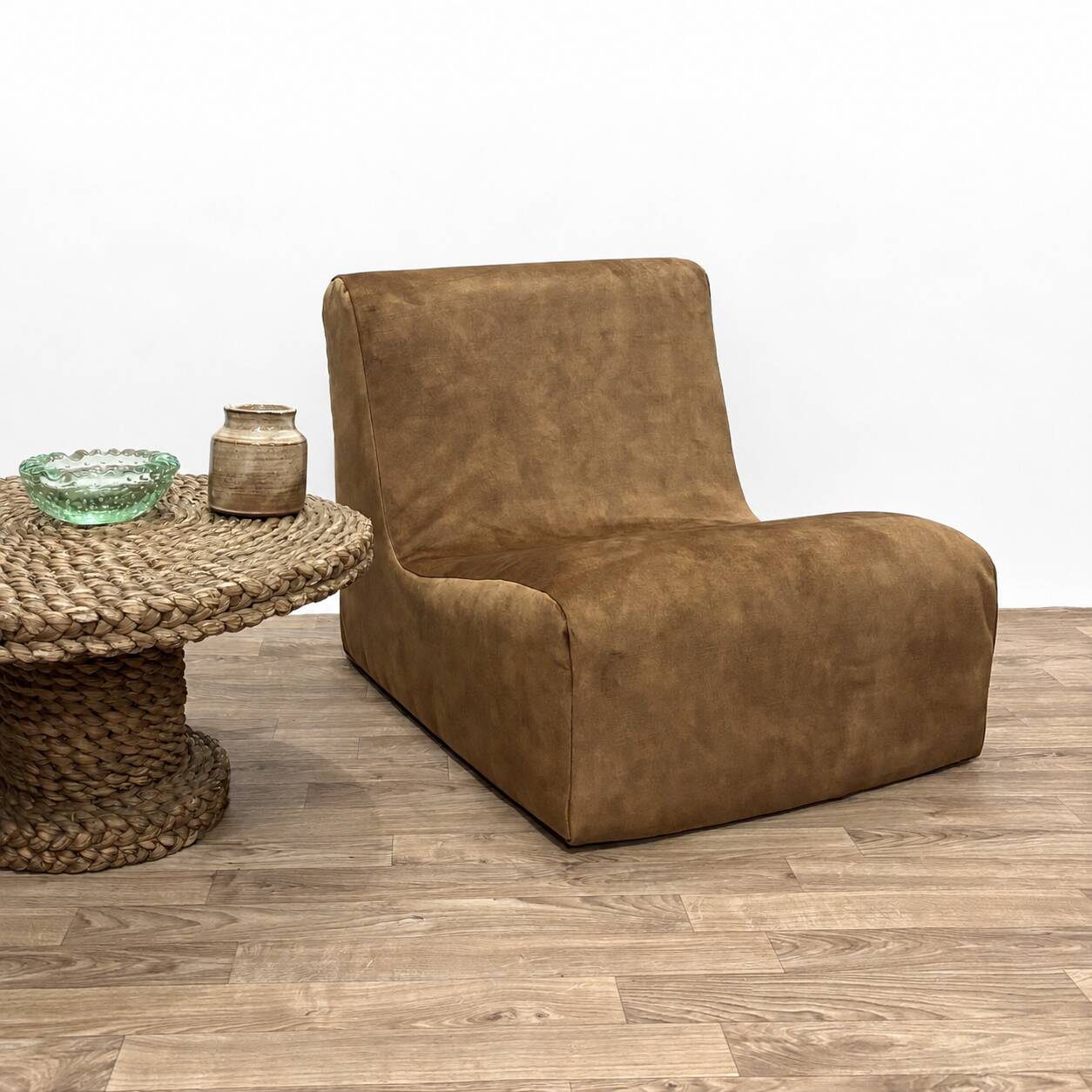 1970s armchair reupholstered in cognac velvet