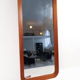 Mid-century modern sculptural wall mirror, teak, crystal glass, Glas & Trä, 1960s