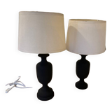 Paire de lampes bois noir mat