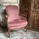 Small Louis XVI armchair in old rose velvet, removable seat – Chic and comfortable