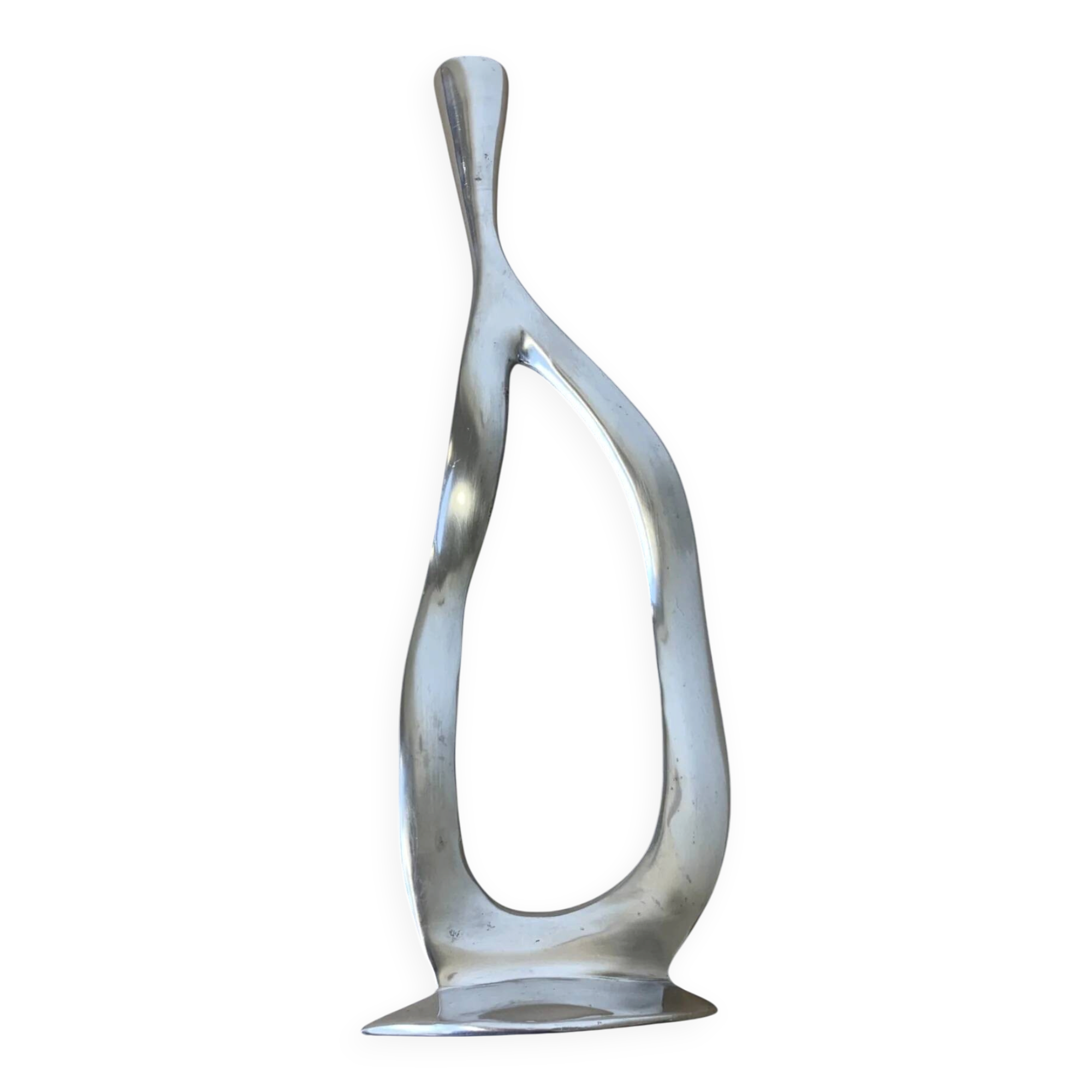Biomorphic candleholder, solid aluminium, 1970s
