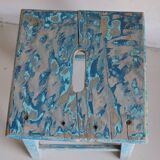 Blue patinated farm stool
