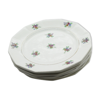 Lot de 6 assiettes à dessert en porcelaine fleurs ceranord