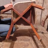 Scandinavian chair skaï white and wood feet bobbin